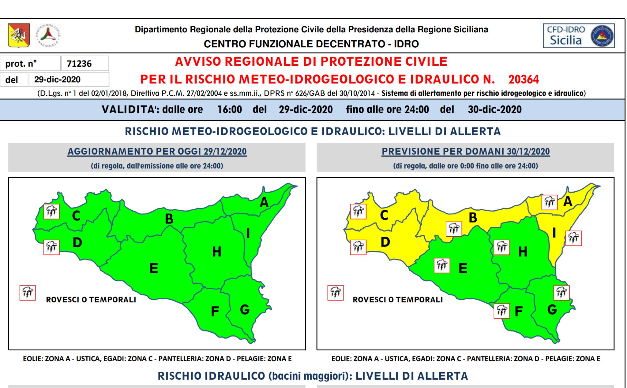 Palermo, domani allerta gialla: precipitazioni e forti venti