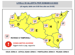 Domani allerta gialla in Sicilia per condizioni meteo avverse