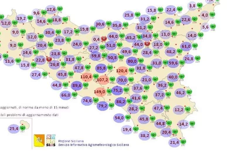 Sicilia, forti temporali, ma non bastano: dighe ancora sotto monitoraggio