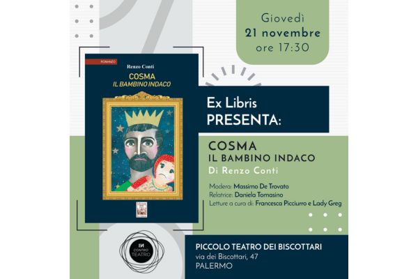 “Cosma, il bambino indaco”, il nuovo libro di Renzo Conti. La presentazione al Piccolo Teatro dei Biscottari