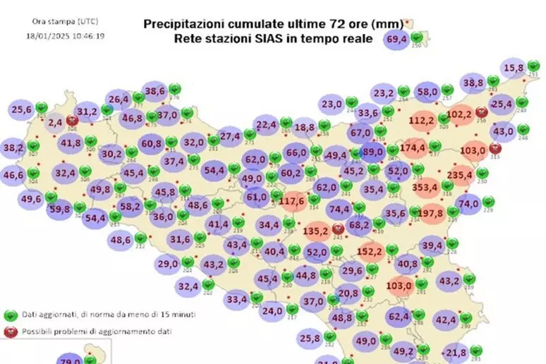 Il 17 gennaio 2025 è stato il giorno più piovoso in Sicilia dal 2020